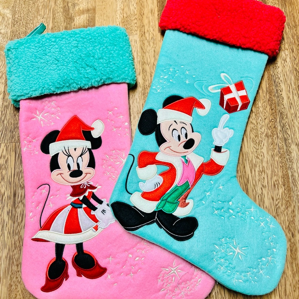 2023 Disney Parks Mickey and Minnie Holiday Stockings set of 2